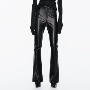 FAUX LEATHER FLARED PANTS